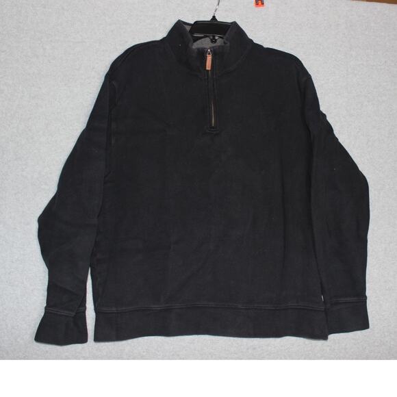 Lands End Men's Bedford Rib Quarter Zip Sweater‎ Size L 42-44 Charcoal